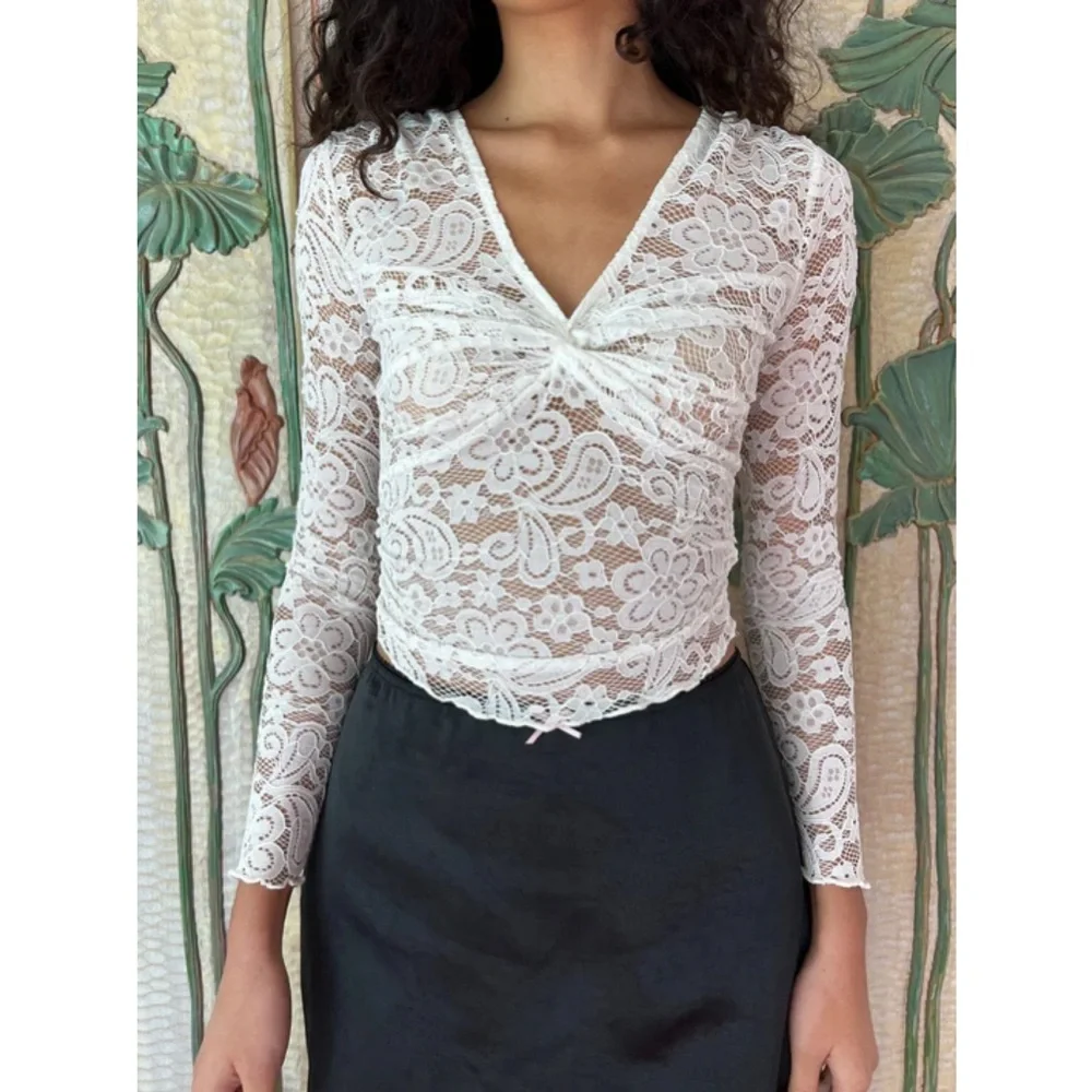 Lisa Says Gah Aurelia Top Size S White Vanilla Lace Sheer